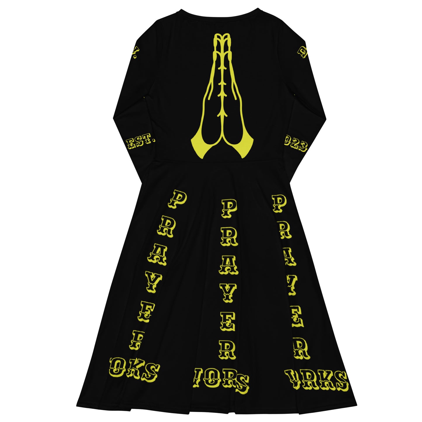 D.J. Domo "Prayer Works Font2" Midi Dress Black/Gold