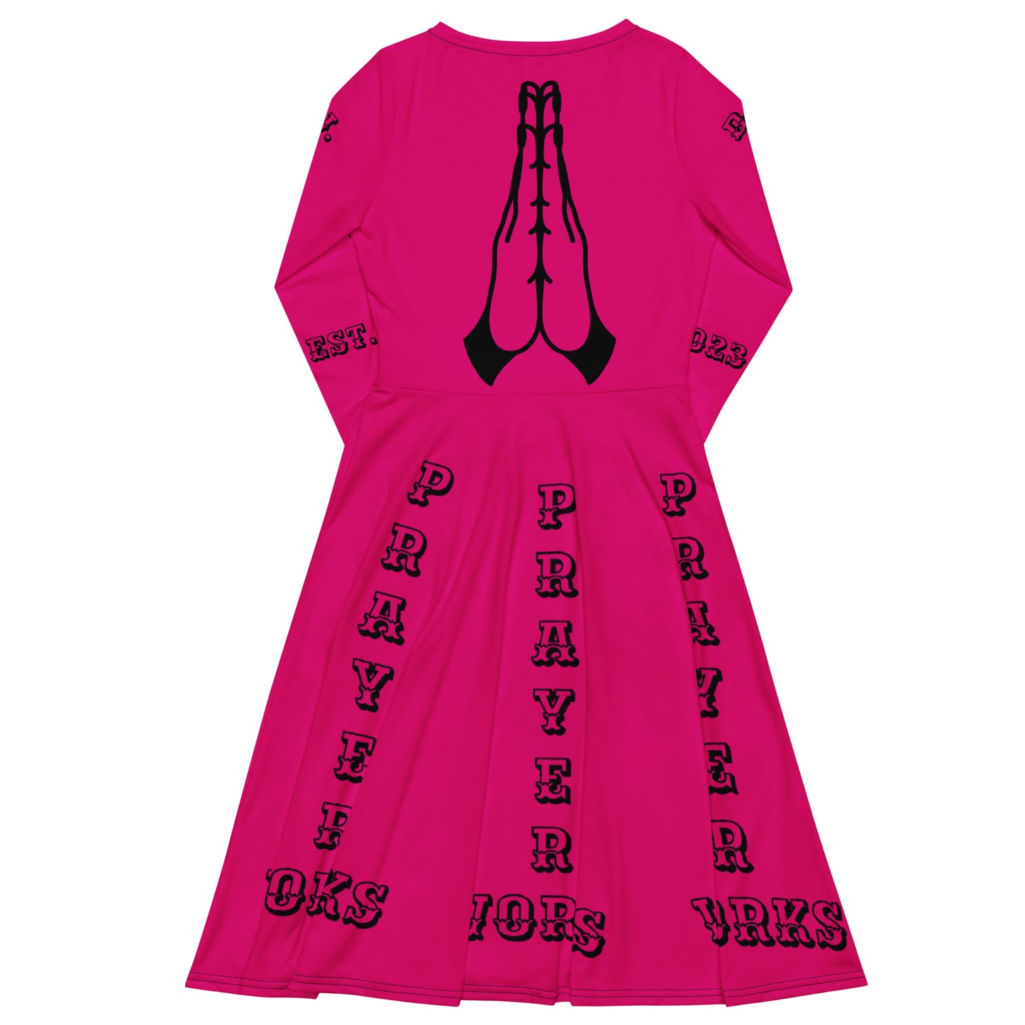 D.J. Domo "Prayer Works Font2" Midi Dress Pink/Black