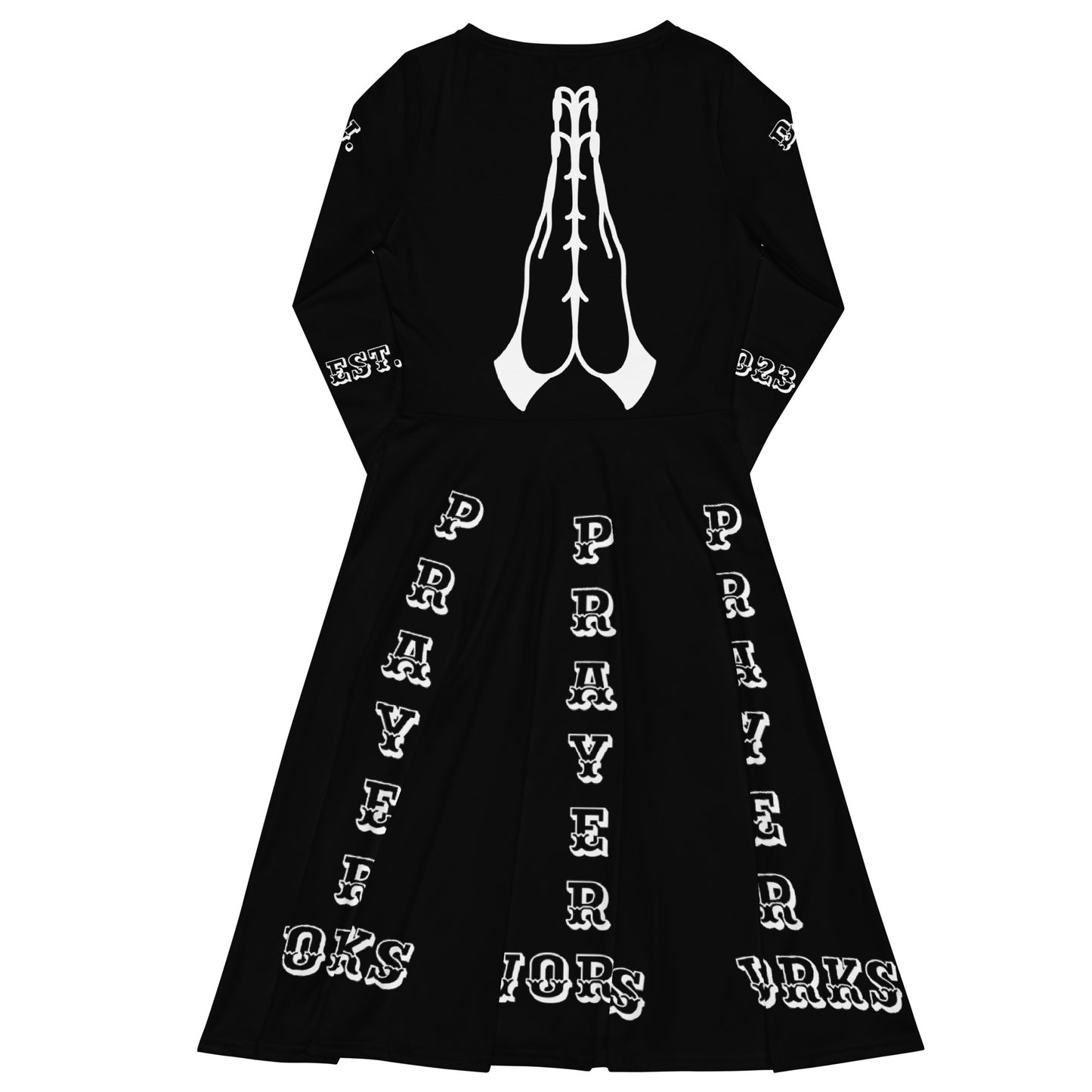 D.J. Domo "Prayer Works Font2" Midi Dress Black/White