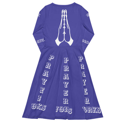 D.J. Domo "Prayer Works Font2" Midi Dress Purple/White