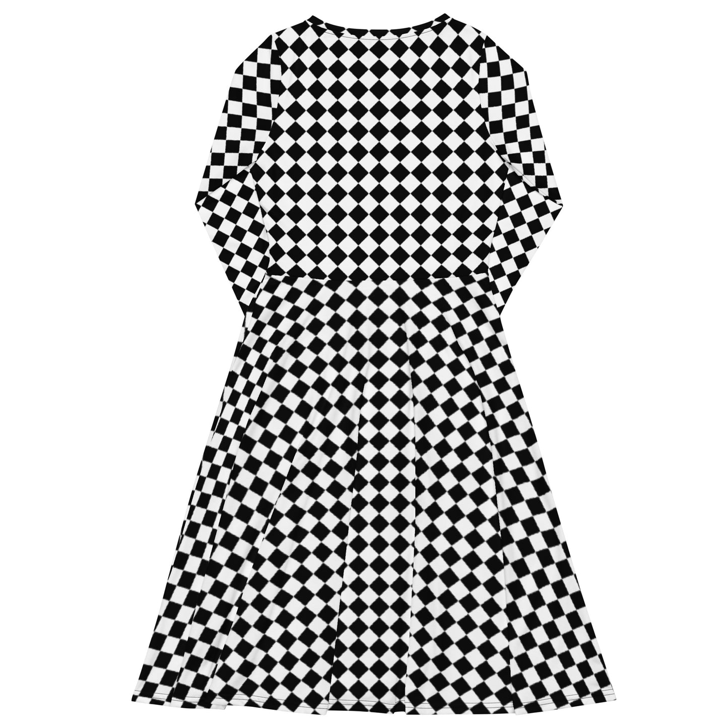 D.J. Domo "Checkered1" Long Sleeve Midi Dress White/Black