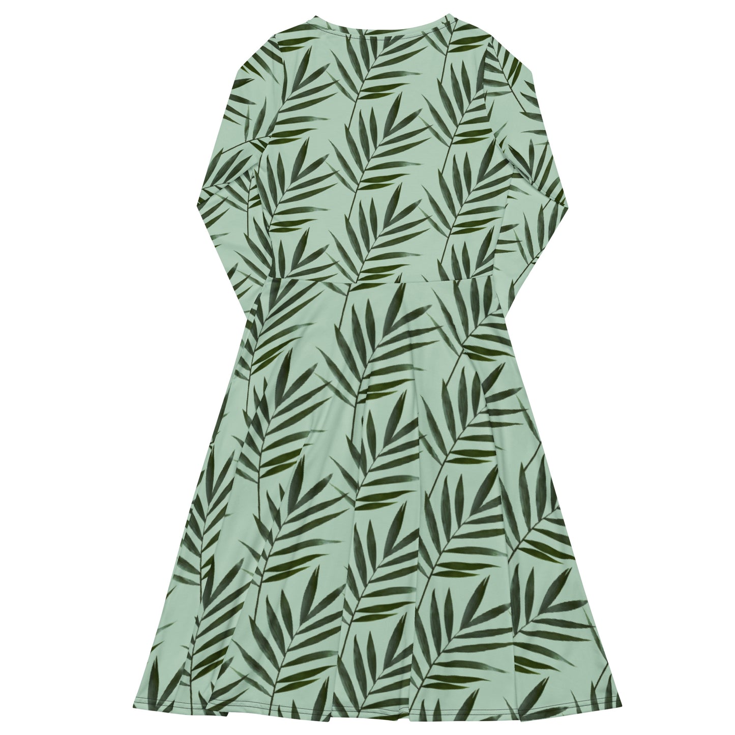 D.J. Domo Long Sleeve Midi Dress Green Plants