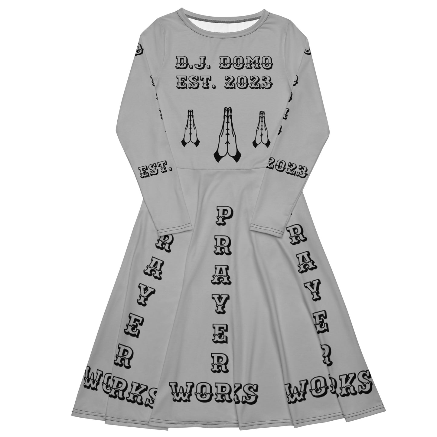 D.J. Domo "Prayer Works Font2" Midi Dress Gray/Black