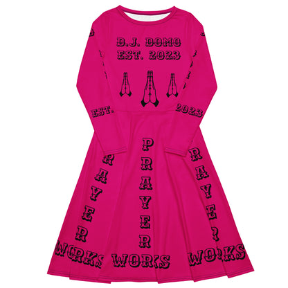 D.J. Domo "Prayer Works Font2" Midi Dress Pink/Black