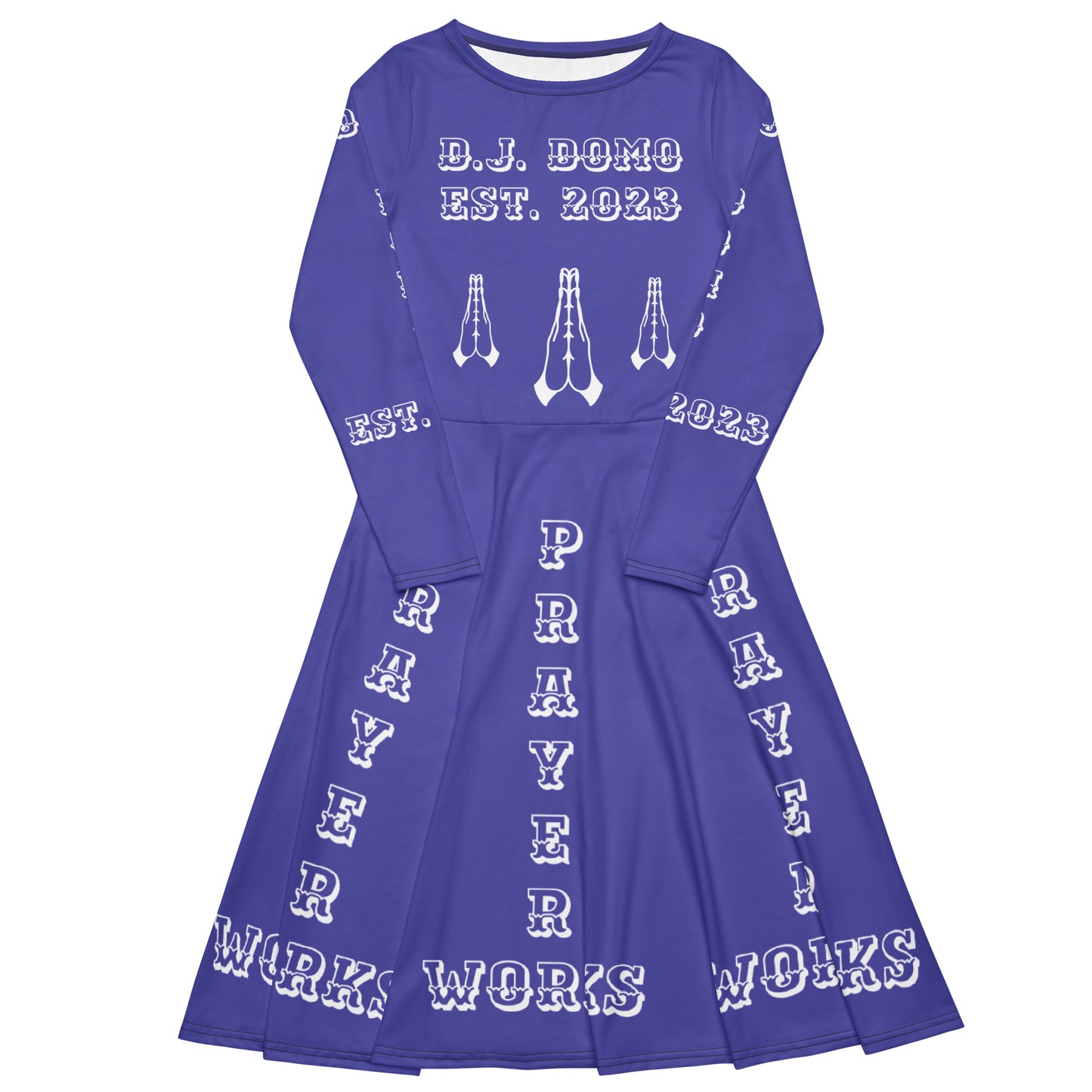 D.J. Domo "Prayer Works Font2" Midi Dress Purple/White