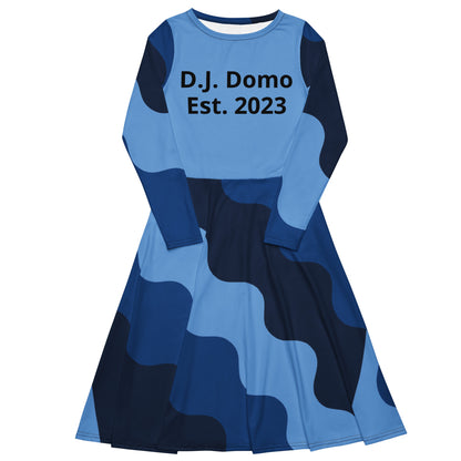 D.J. Domo "Fatigue" Long Sleeve Midi Dress Blues