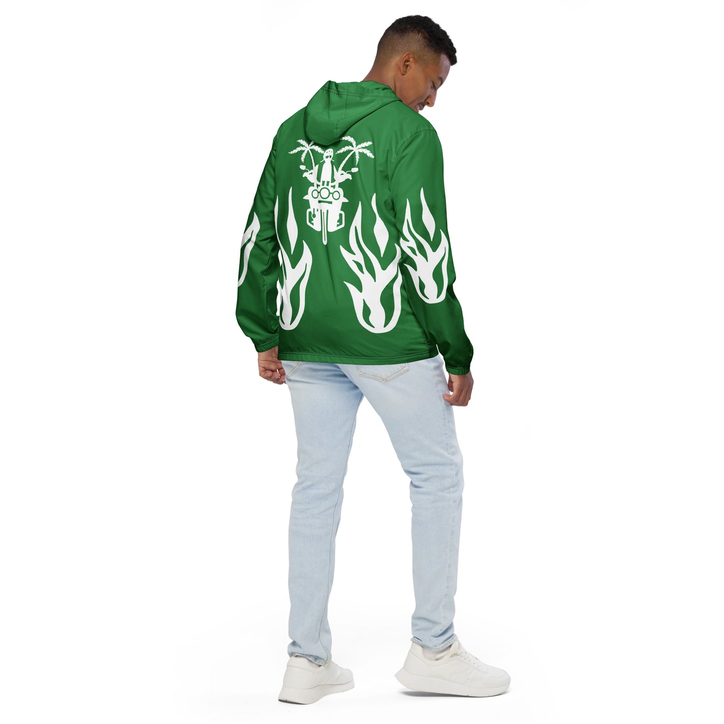 D.J. Domo "Biker" Men’s Windbreaker Jacket Green/White