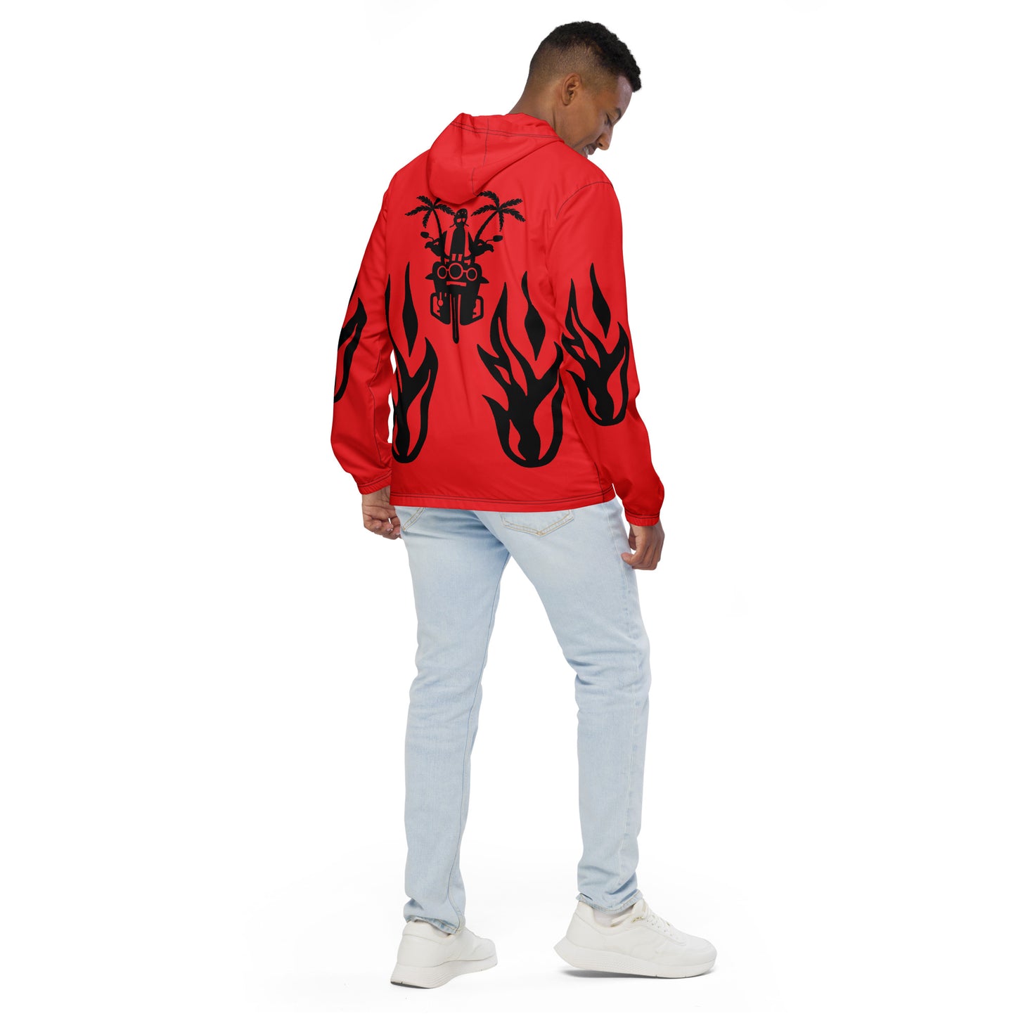 D.J. Domo "Biker" Men’s Windbreaker Jacket Red/Black