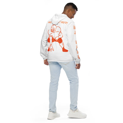 D.J. Domo "Hut Hut Hut Football" Men’s Windbreaker Jacket White/Orange