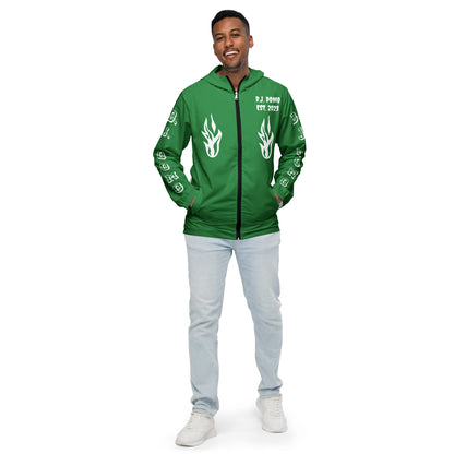 D.J. Domo "Biker" Men’s Windbreaker Jacket Green/White