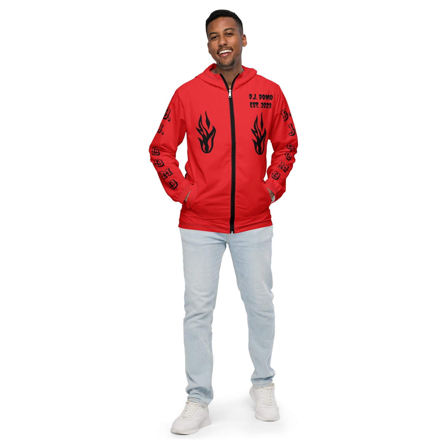 D.J. Domo "Biker" Men’s Windbreaker Jacket Red/Black