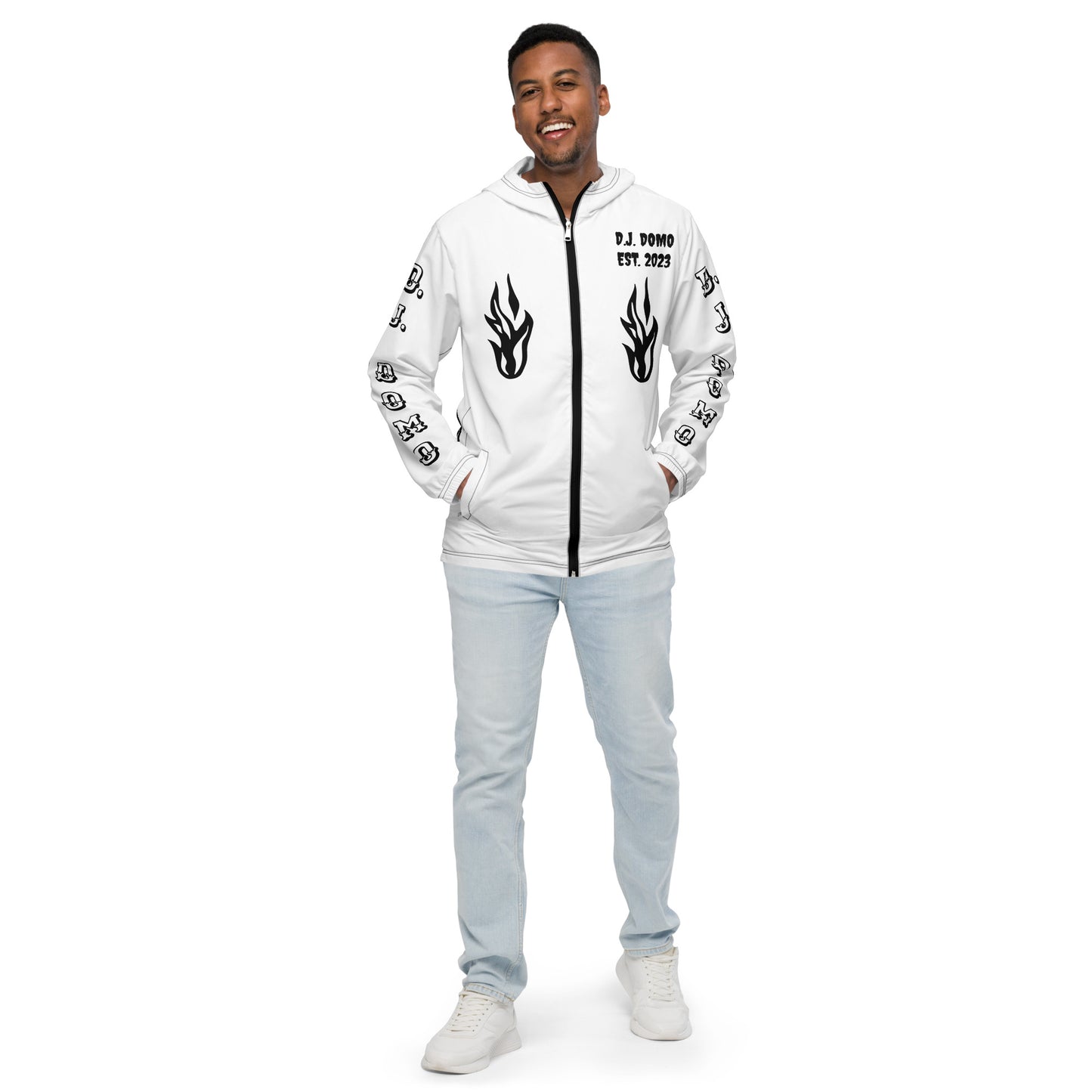 D.J. Domo "Biker" Men’s Windbreaker Jacket White/Black