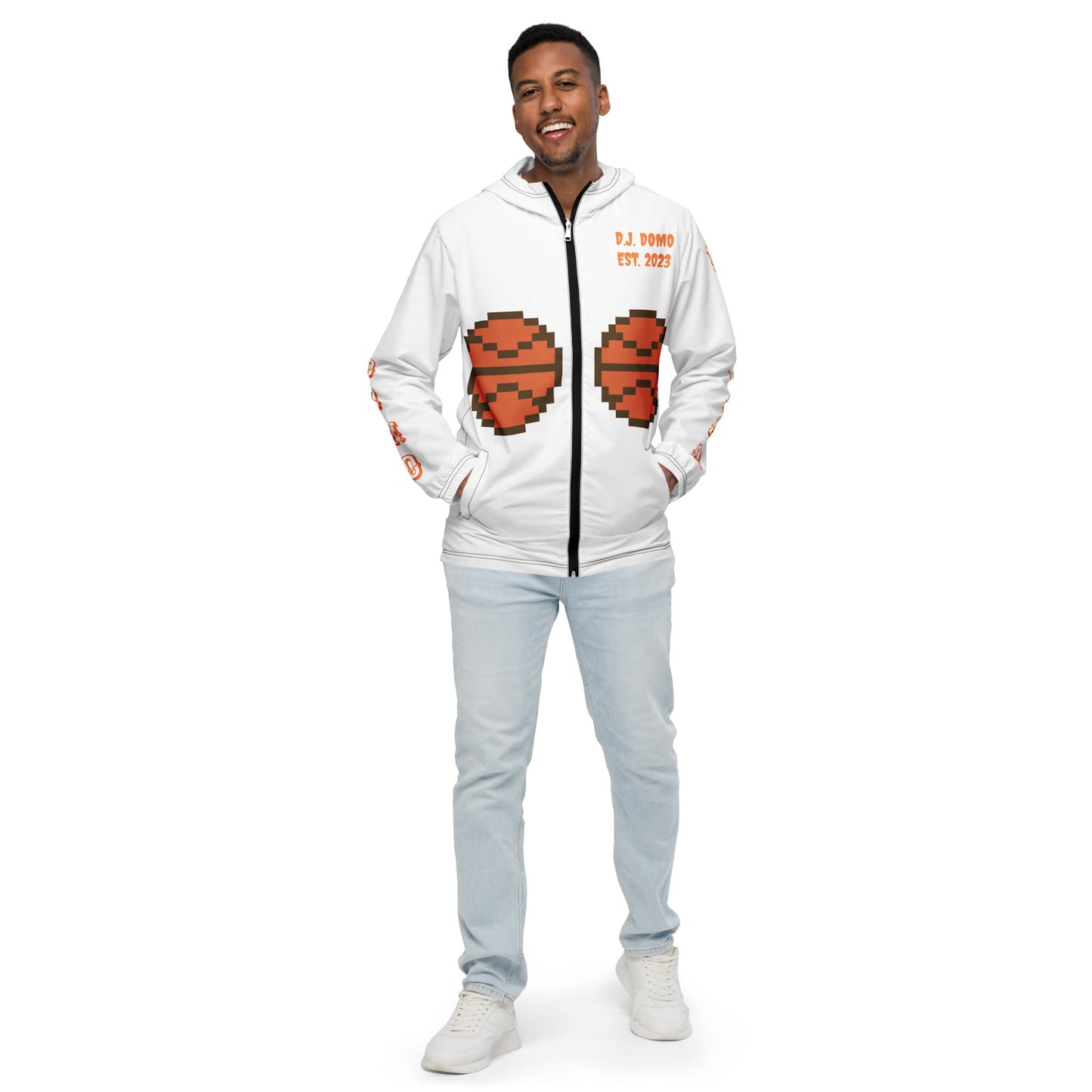 D.J. Domo "Orange Basketball" Men’s Windbreaker Jacket White/Orange