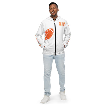 D.J. Domo "Hut Hut Hut Football" Men’s Windbreaker Jacket White/Orange