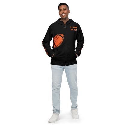 D.J. Domo "Hut Hut Hut Football" Men’s Windbreaker Jacket Black/Orange