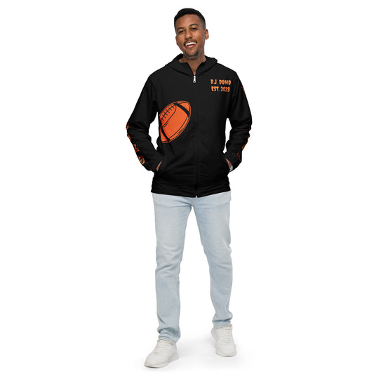 D.J. Domo "Hut Hut Hut Football" Men’s Windbreaker Jacket Black/Orange