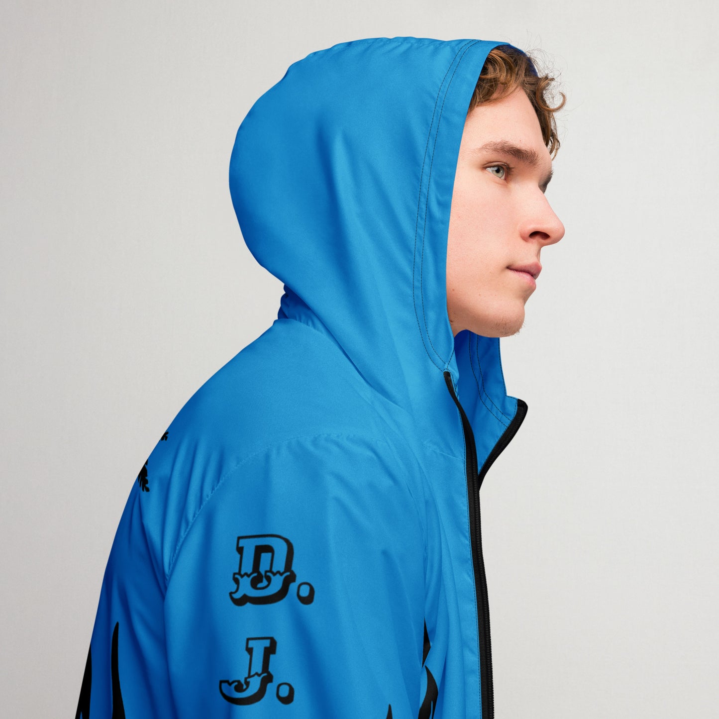 D.J. Domo "Biker" Men’s Windbreaker Jacket Light Blue/Black