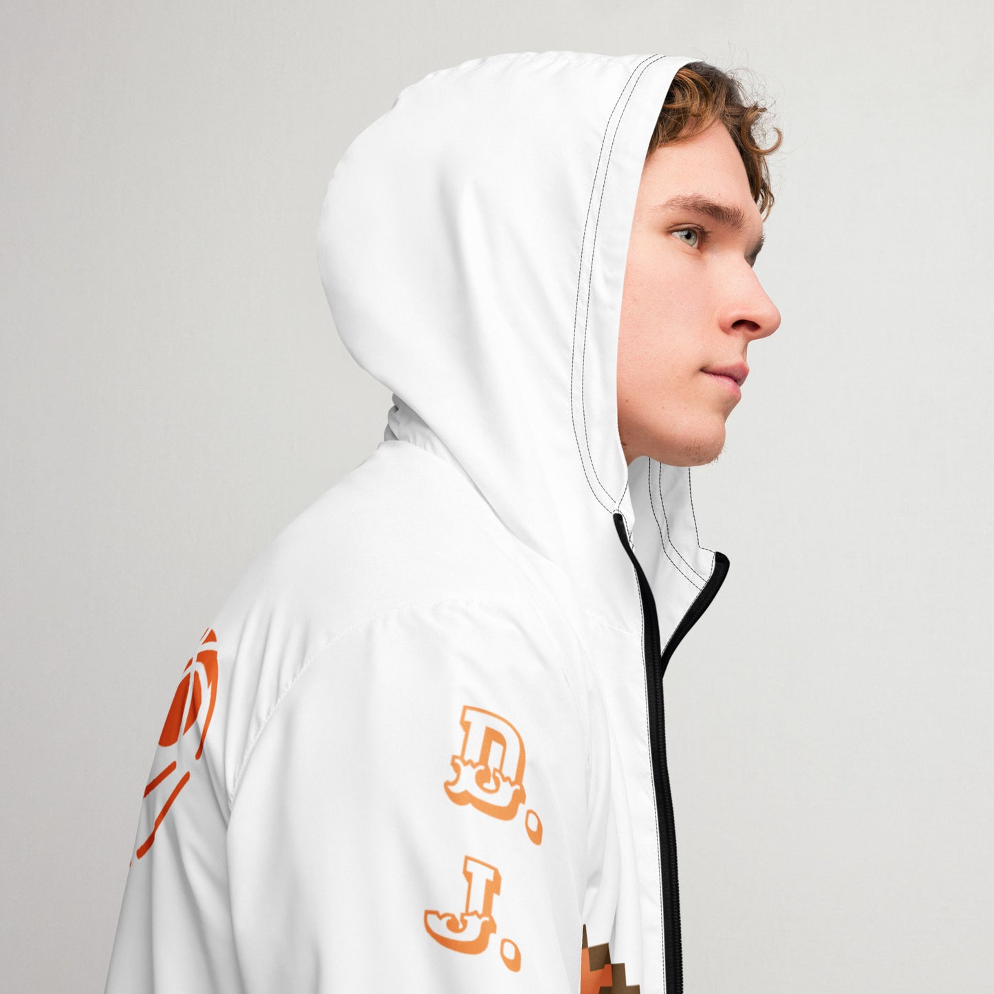 D.J. Domo "Orange Basketball" Men’s Windbreaker Jacket White/Orange