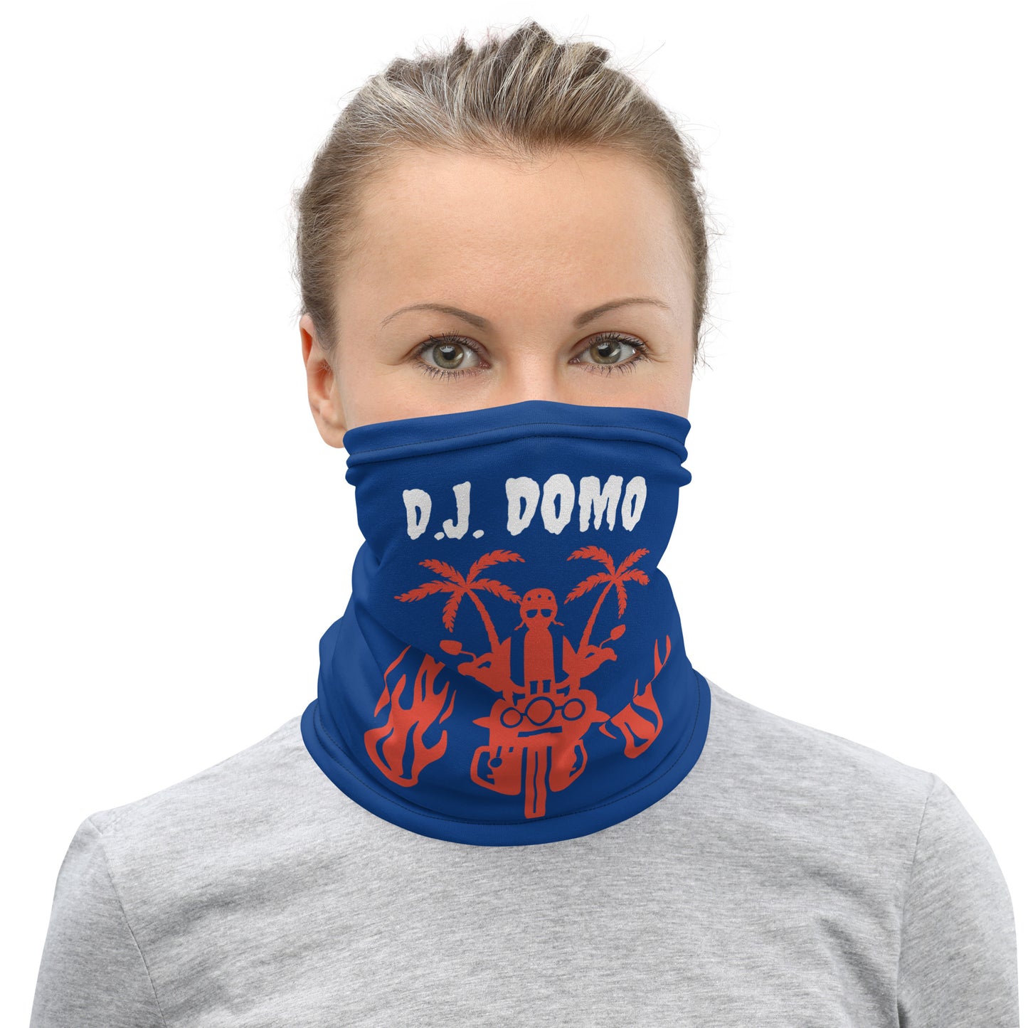 D.J. Domo "Biker 1" Unisex All Purpose Gaiter Light Blue/Red/White