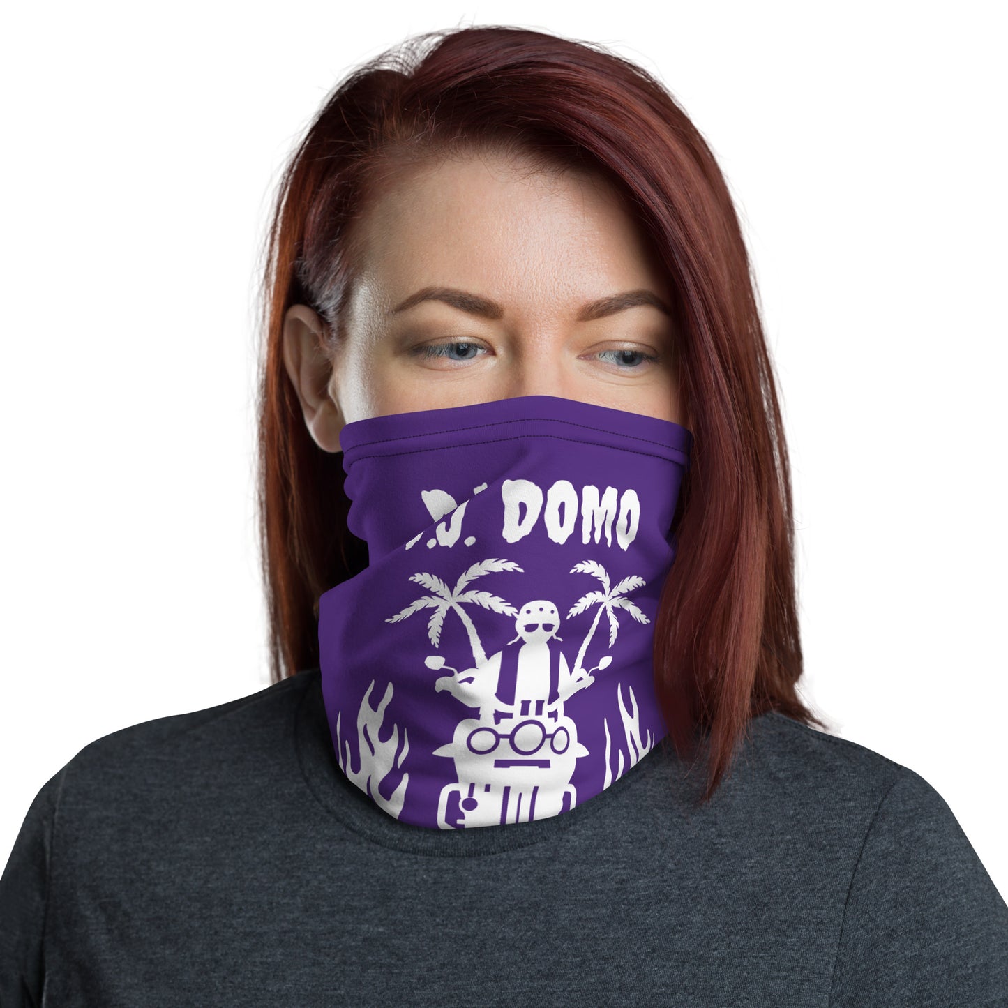 D.J. Domo "Biker 1" Unisex All Purpose Gaiter Purple/White