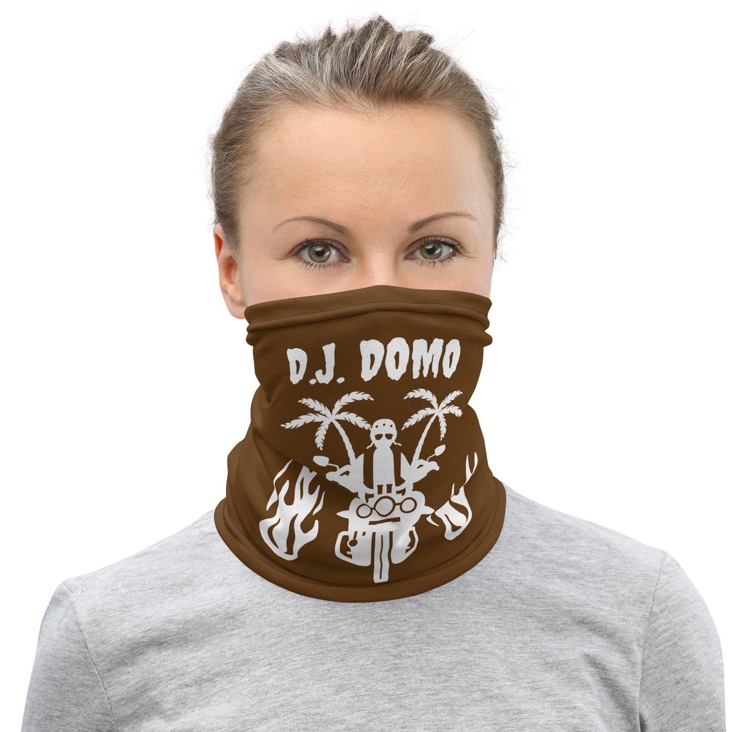 D.J. Domo "Biker 1" Unisex All Purpose Gaiter Brown/White