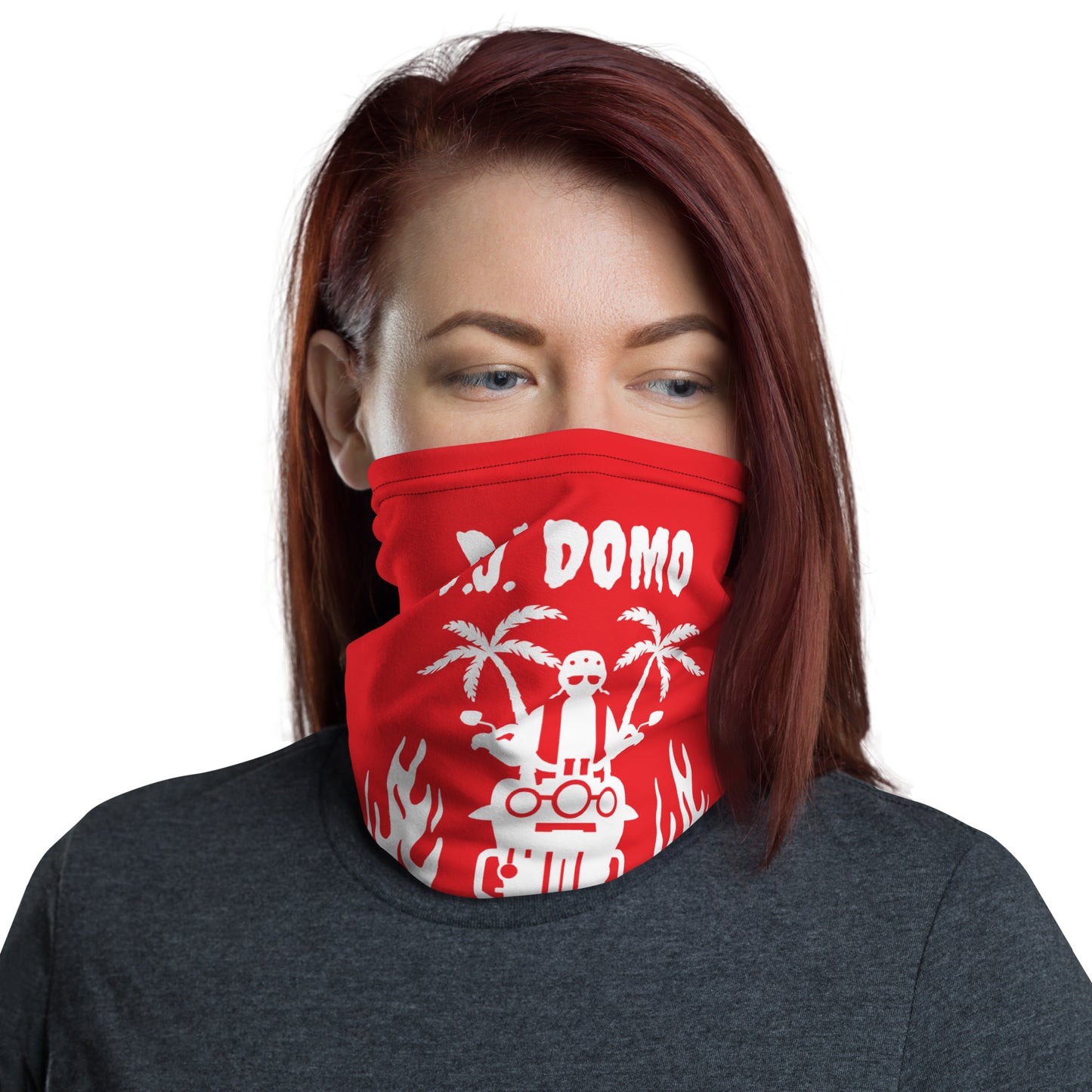 D.J. Domo "Biker 1" Unisex All Purpose Gaiter Red/White