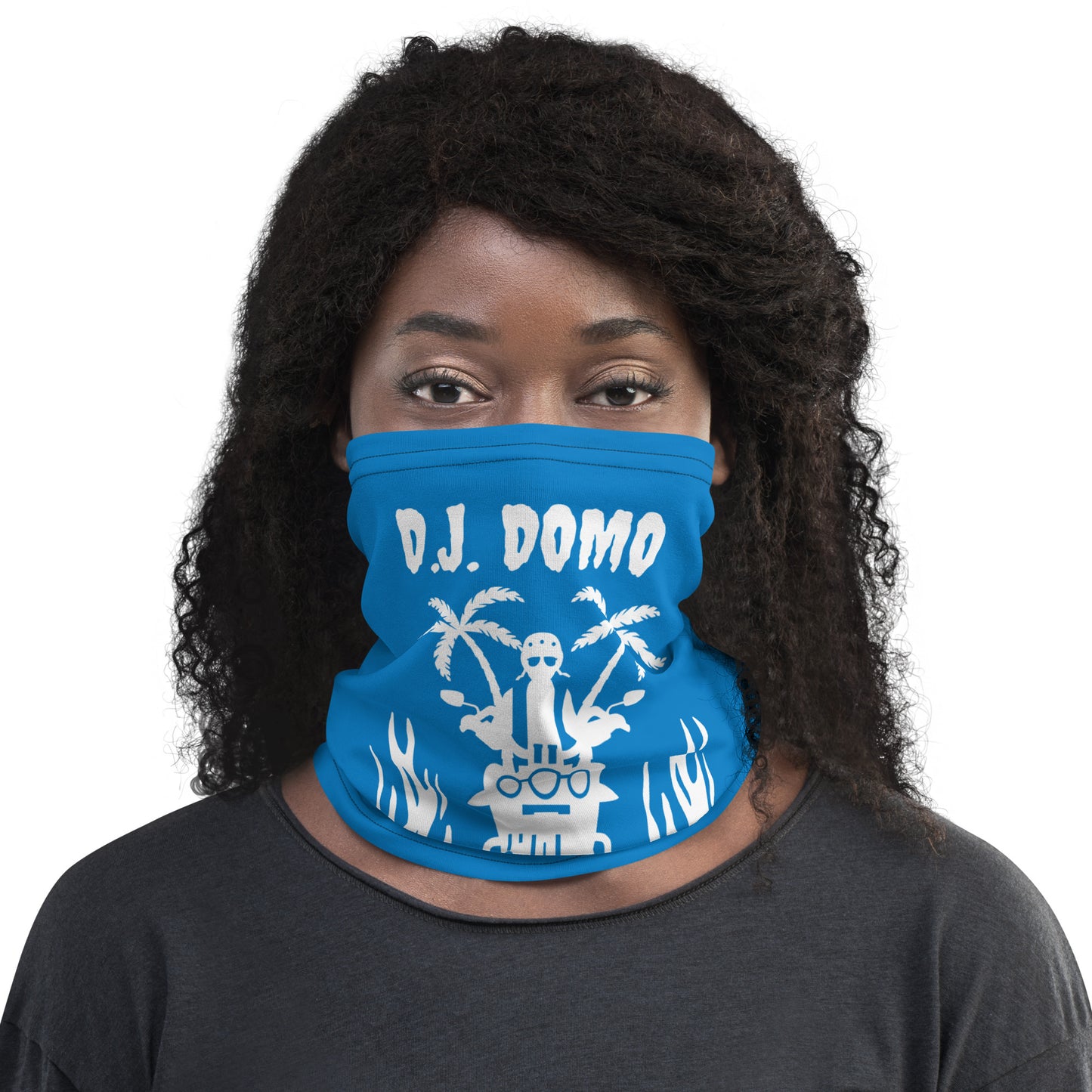 D.J. Domo "Biker 1" Unisex All Purpose Gaiter Light Blue/White