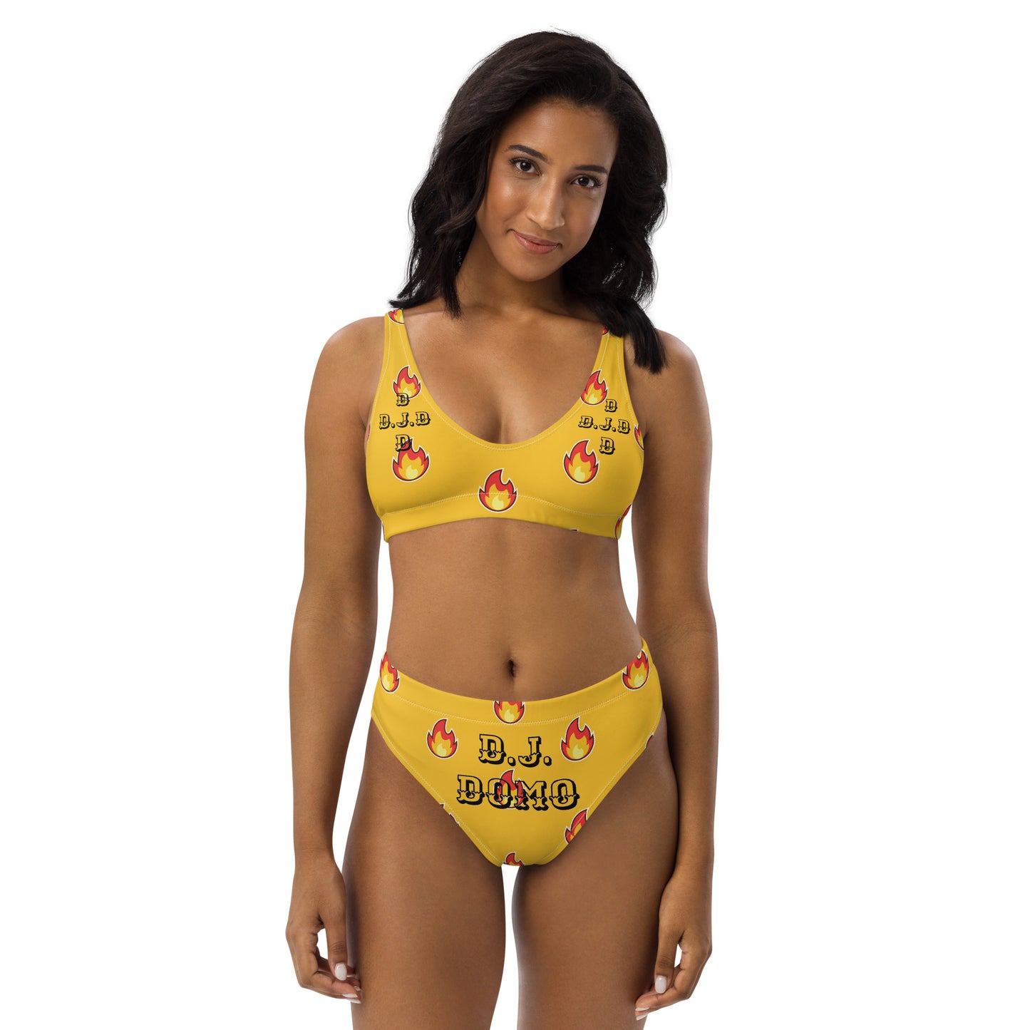 D.J. Domo "Fire" 2 Piece High-Waisted Bikini Swimsuit