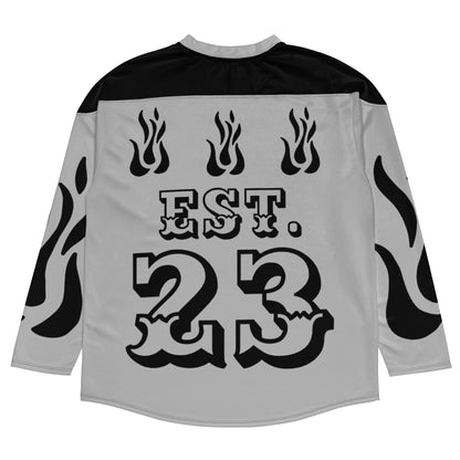 D.J. Domo "Fire Est" Unisex Hockey Fan Jersey Gray/Black