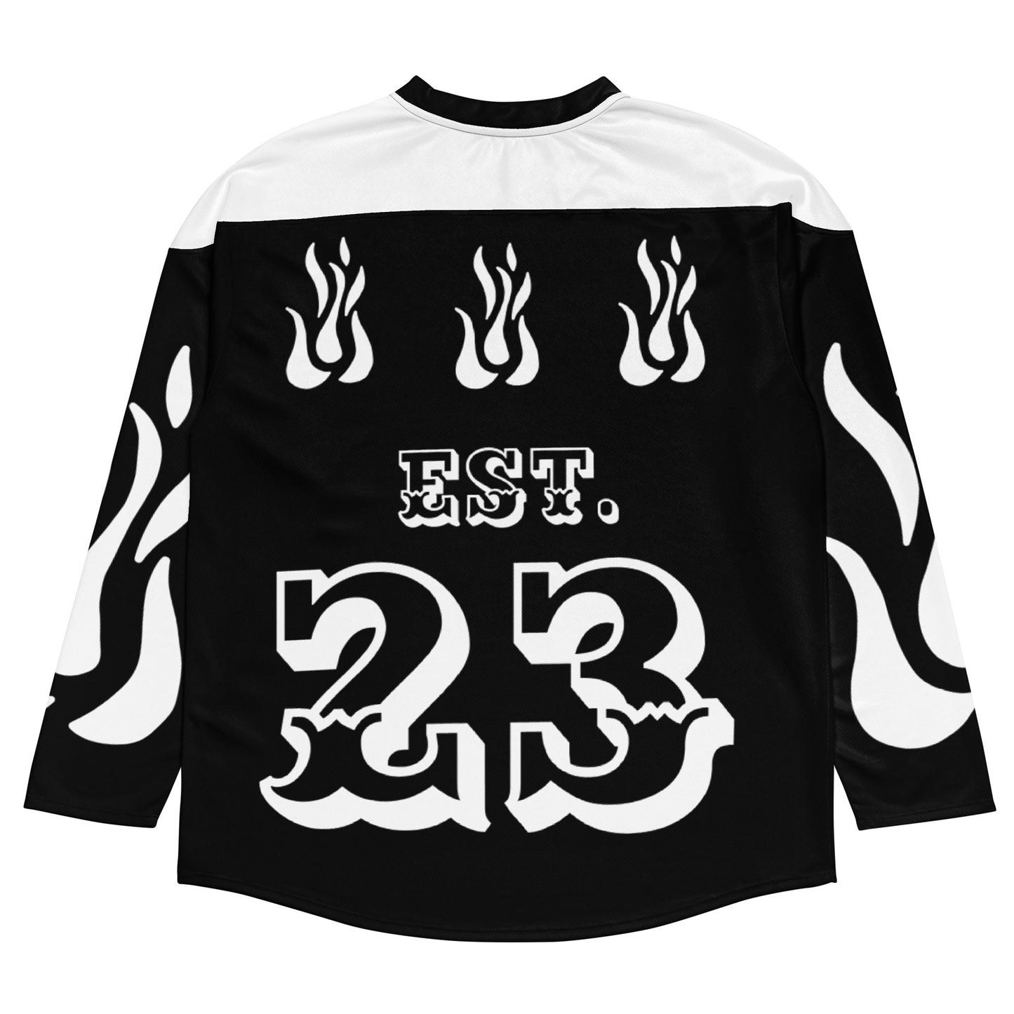 D.J. Domo "Fire Est" Unisex Hockey Fan Jersey Black/White