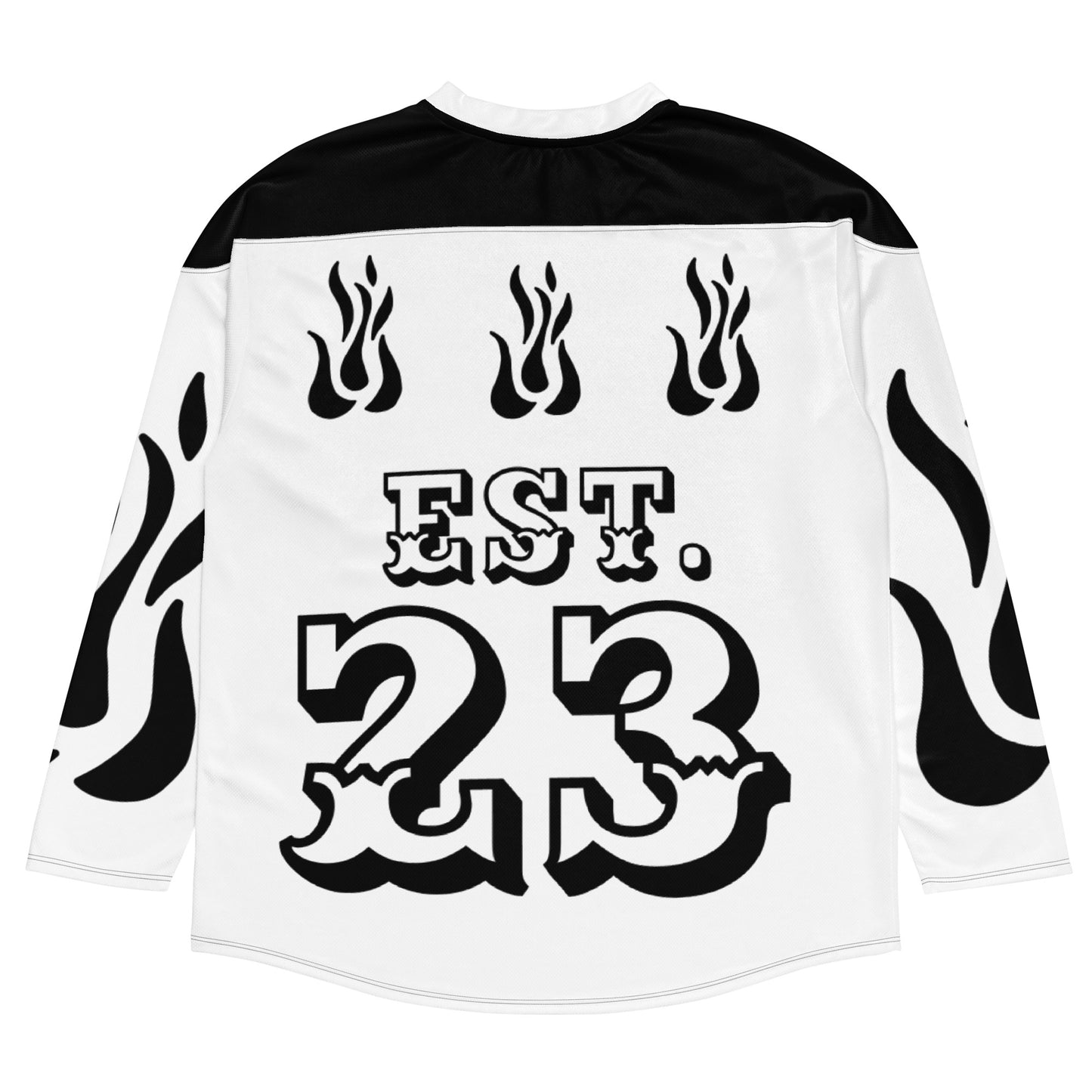 D.J. Domo "Fire Est" Unisex Hockey Fan Jersey White/Black