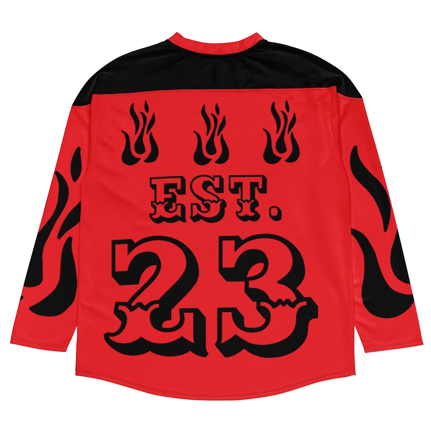 D.J. Domo "Fire Est" Unisex Hockey Fan Jersey Red/Black