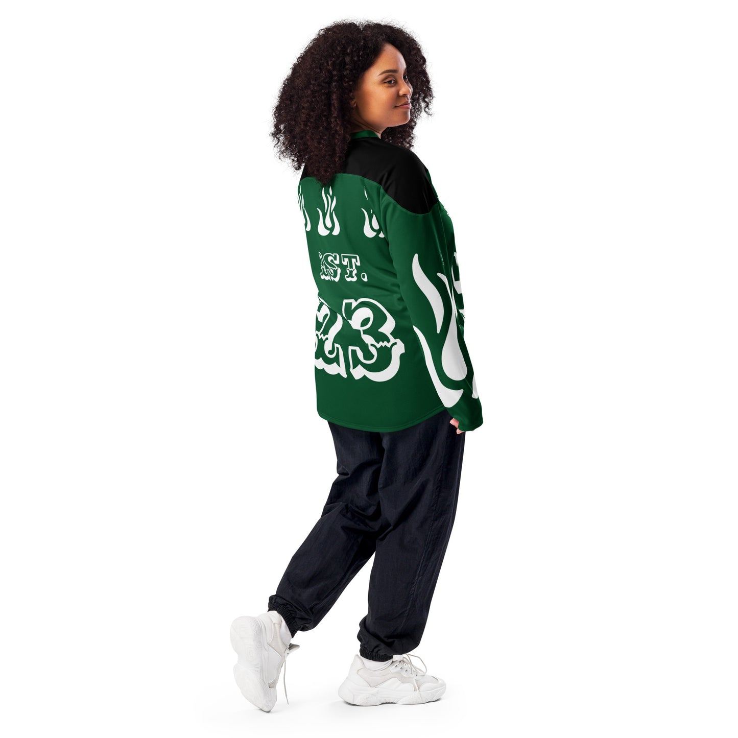 D.J. Domo "Fire Est" Unisex Hockey Fan Jersey Green/White