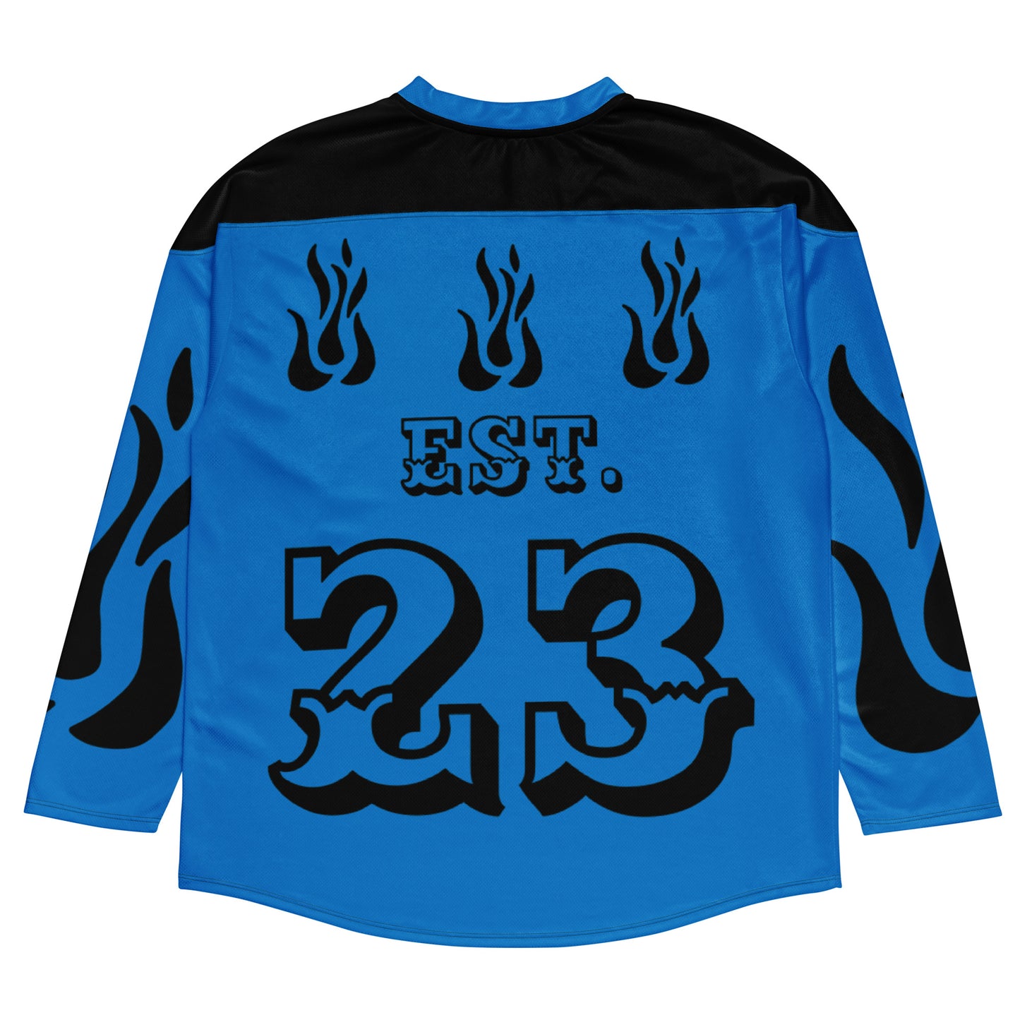 D.J. Domo "Fire Est" Unisex Hockey Fan Jersey Light Blue/Black