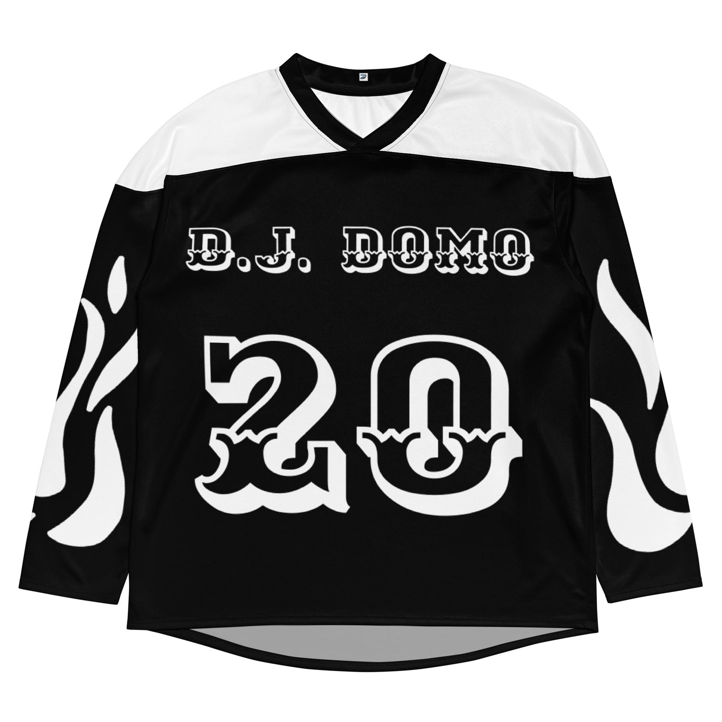 D.J. Domo "Fire Est" Unisex Hockey Fan Jersey Black/White