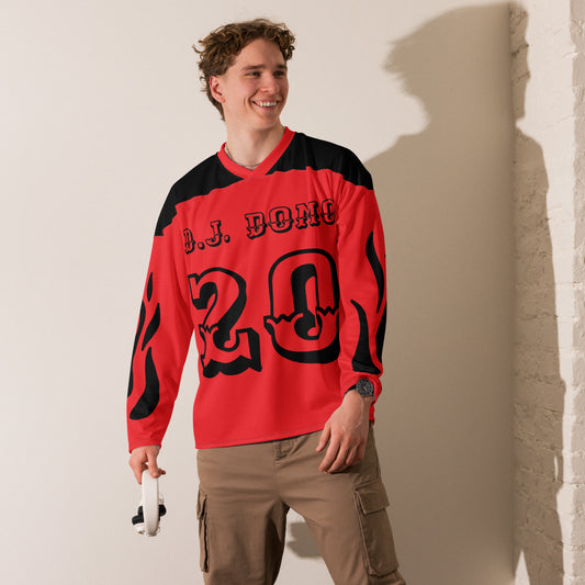 D.J. Domo "Fire Est" Unisex Hockey Fan Jersey Red/Black