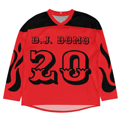 D.J. Domo "Fire Est" Unisex Hockey Fan Jersey Red/Black