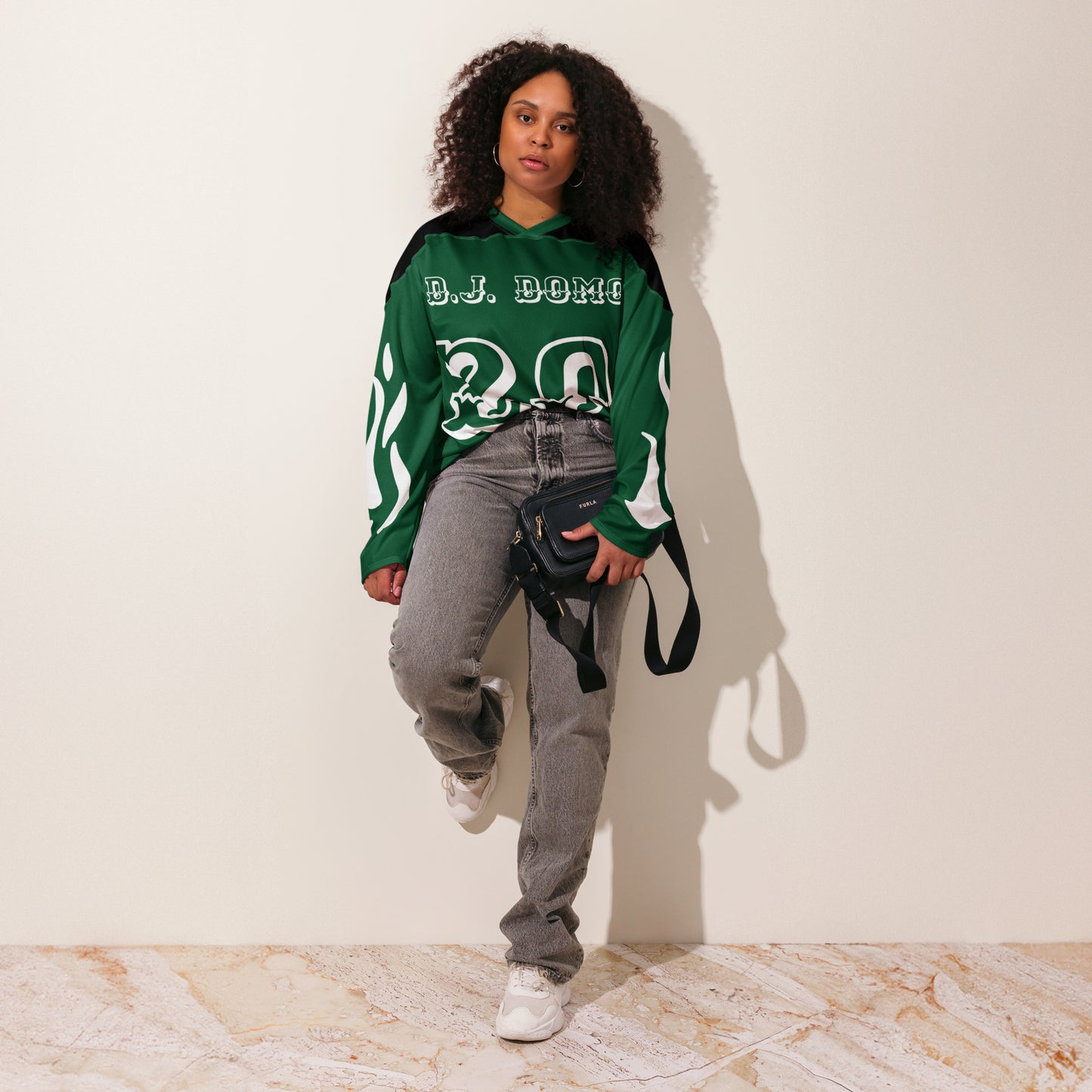 D.J. Domo "Fire Est" Unisex Hockey Fan Jersey Green/White