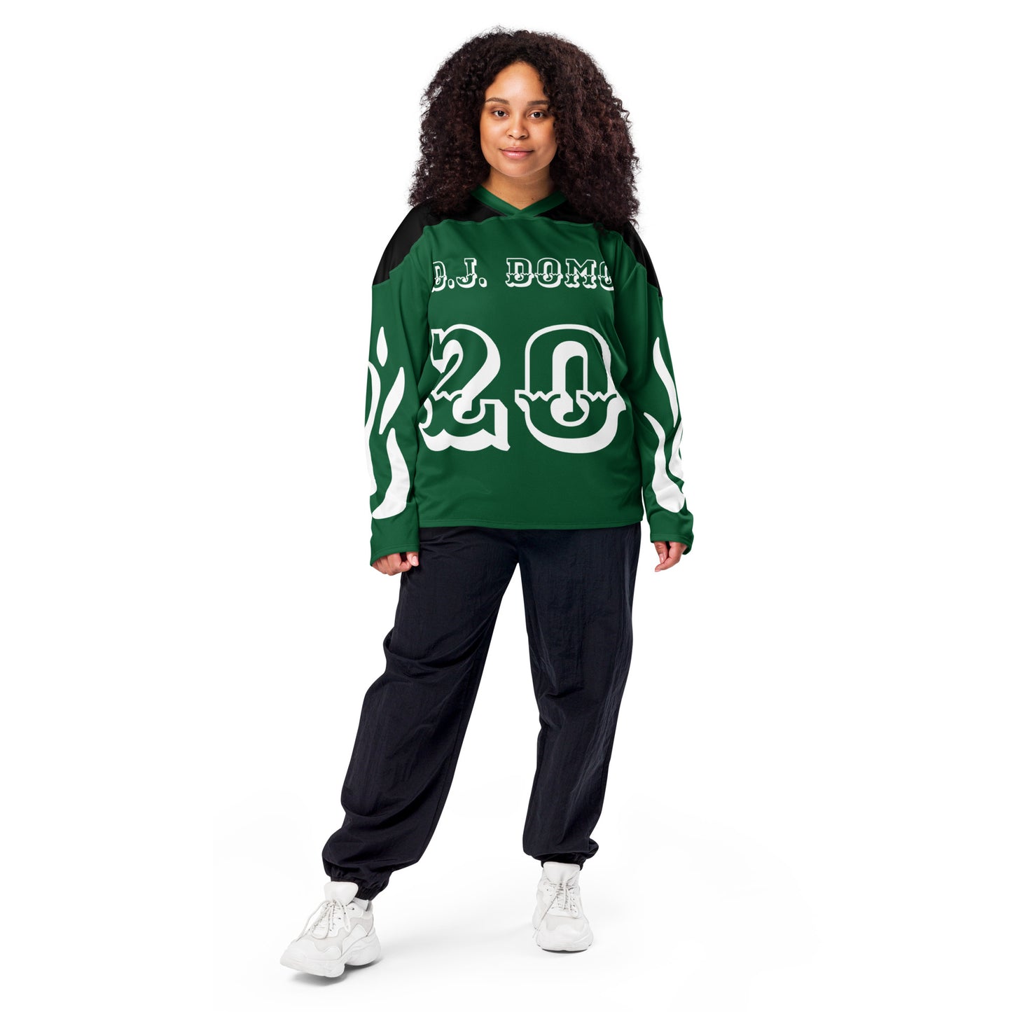 D.J. Domo "Fire Est" Unisex Hockey Fan Jersey Green/White