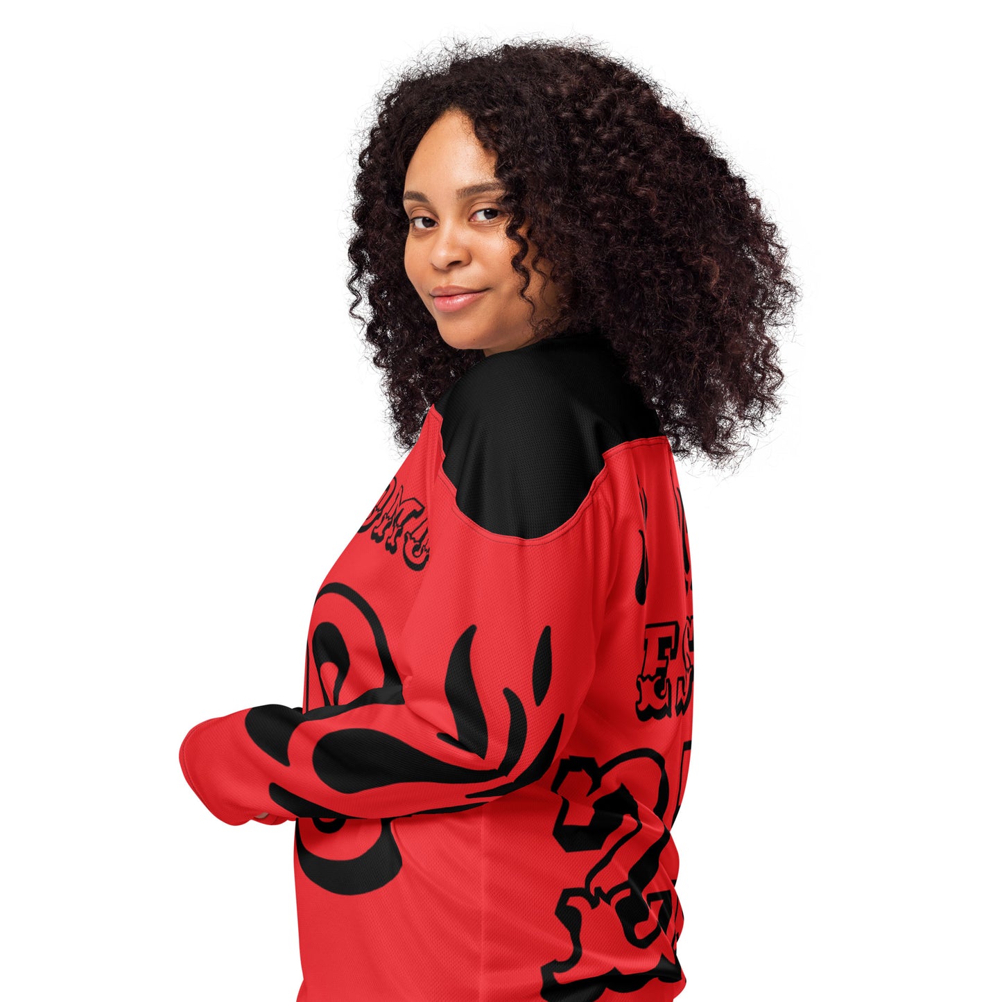 D.J. Domo "Fire Est" Unisex Hockey Fan Jersey Red/Black