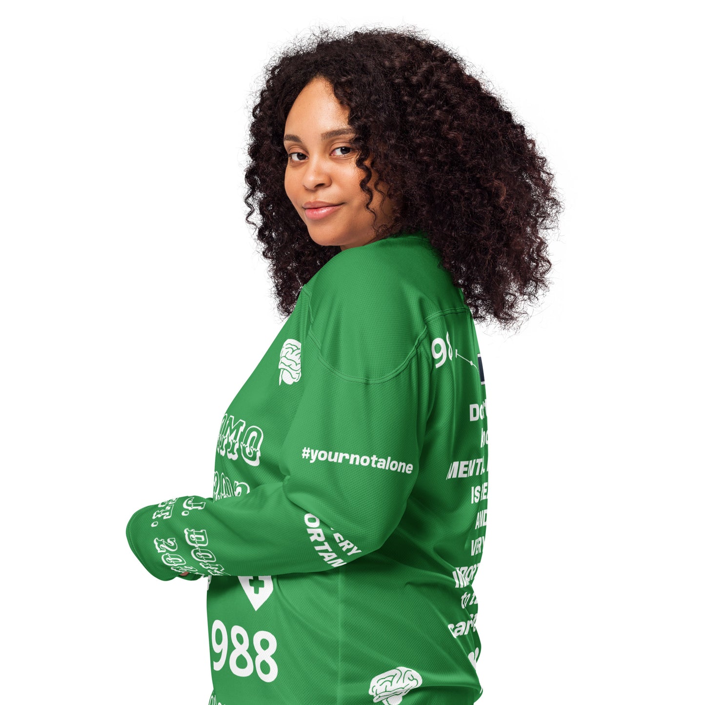 D.J. Domo "Mental Health 988" Unisex Hockey Fan Jersey Green/White