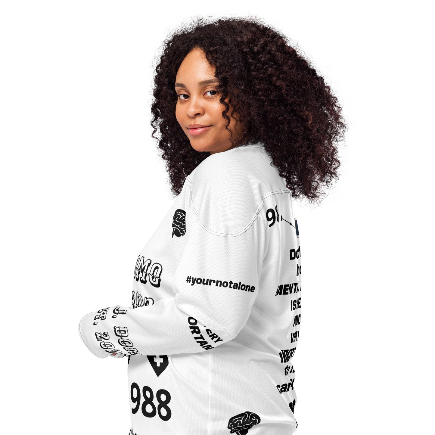 D.J. Domo "Mental Health 988" Unisex Hockey Fan Jersey White/Black