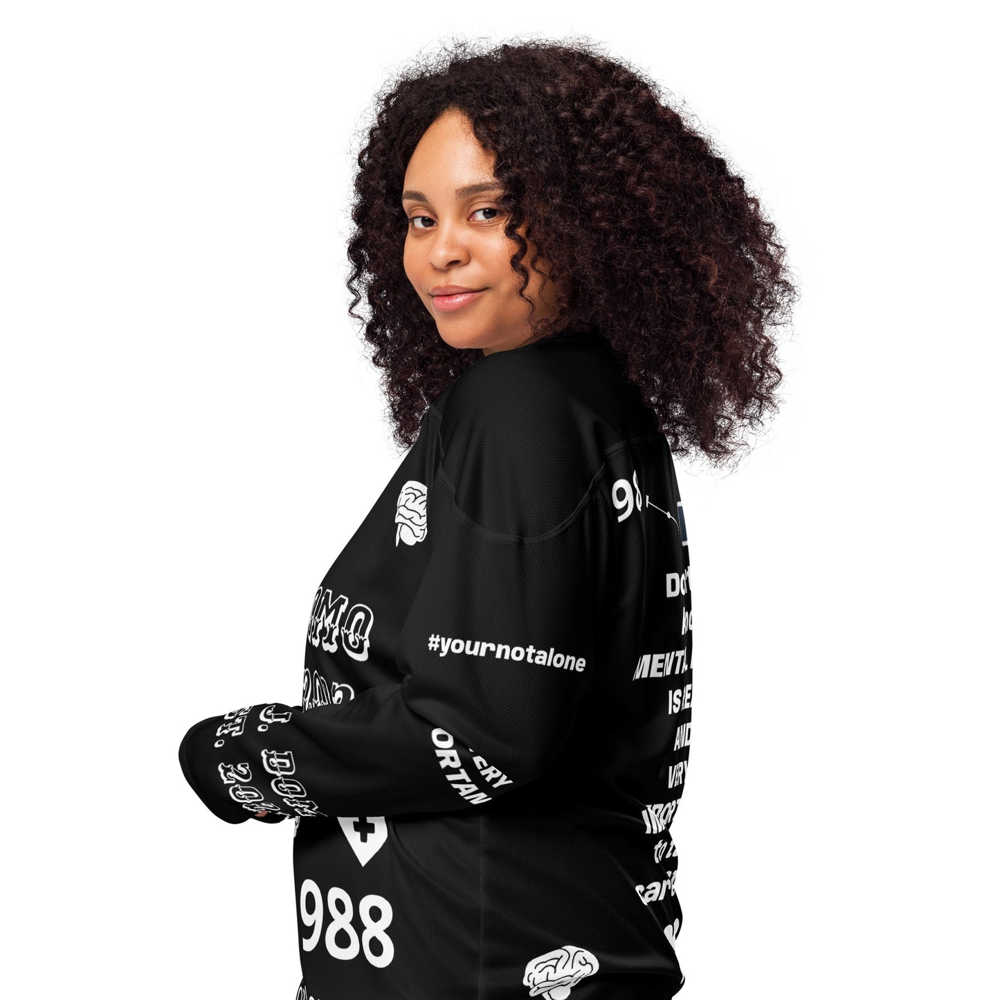 D.J. Domo "Mental Health 988" Unisex Hockey Fan Jersey Black/White