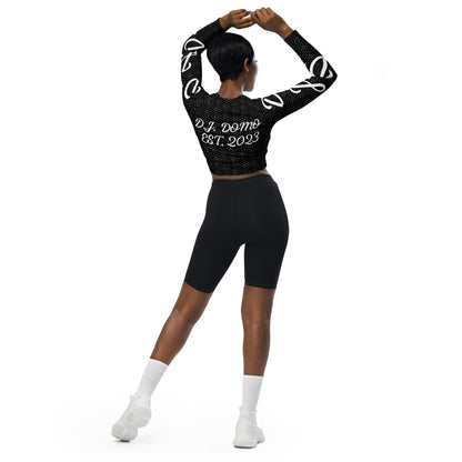 D.J. Domo "D.J.D." Long-Sleeve Crop Top Dots/Black/White