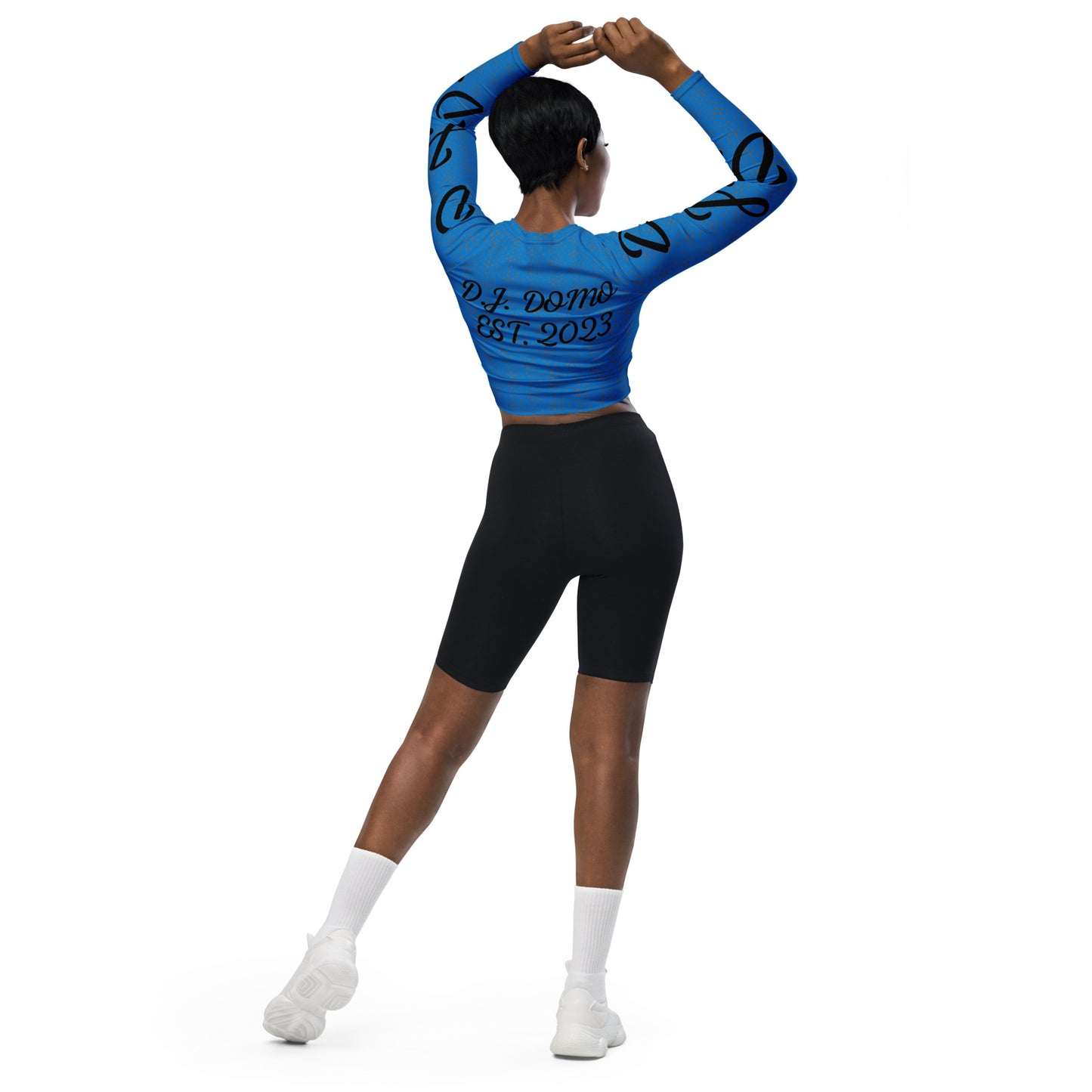 D.J. Domo "D.J.D." Long-Sleeve Crop Top Light Blue/Black