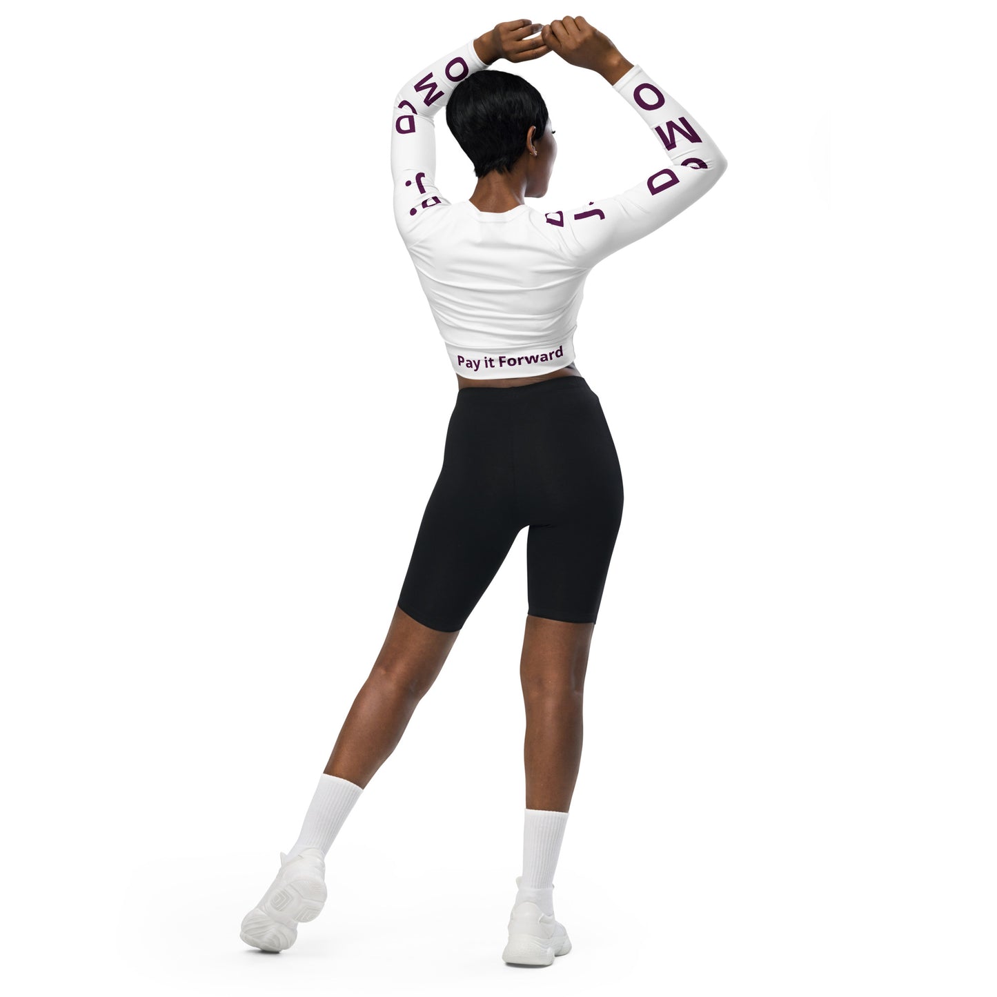 D.J. Domo "Pay It Forward" Long-Sleeve Crop Top White/Purple