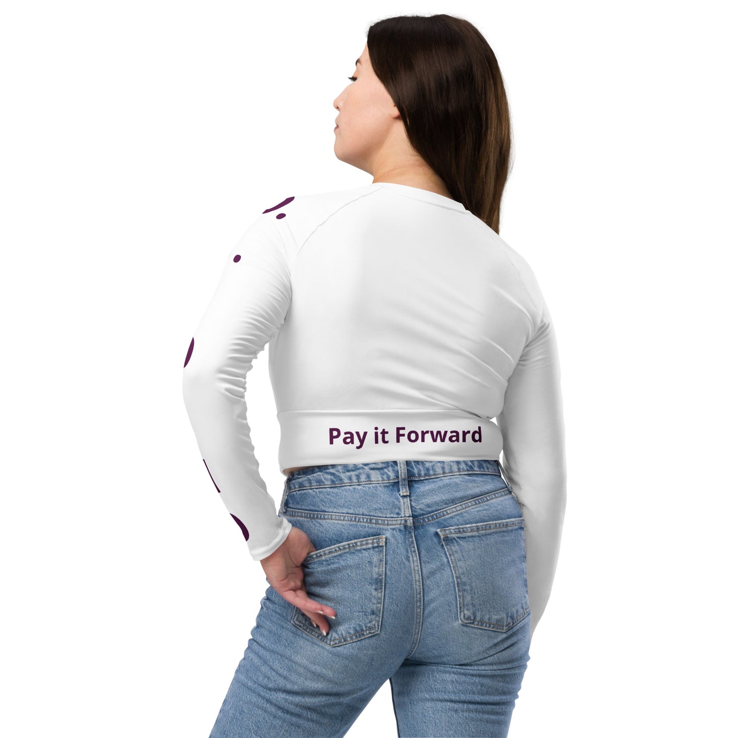 D.J. Domo "Pay It Forward" Long-Sleeve Crop Top White/Purple