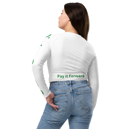 D.J. Domo "Pay It Forward" Long-Sleeve Crop Top White/Green