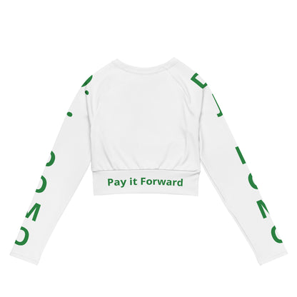 D.J. Domo "Pay It Forward" Long-Sleeve Crop Top White/Green