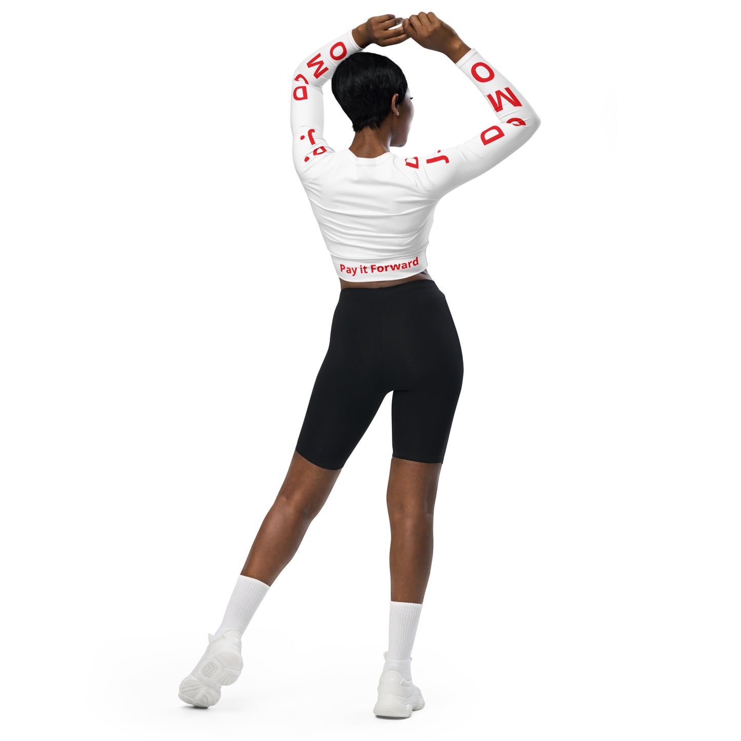 D.J. Domo "Pay It Forward" Long-Sleeve Crop Top White/Red